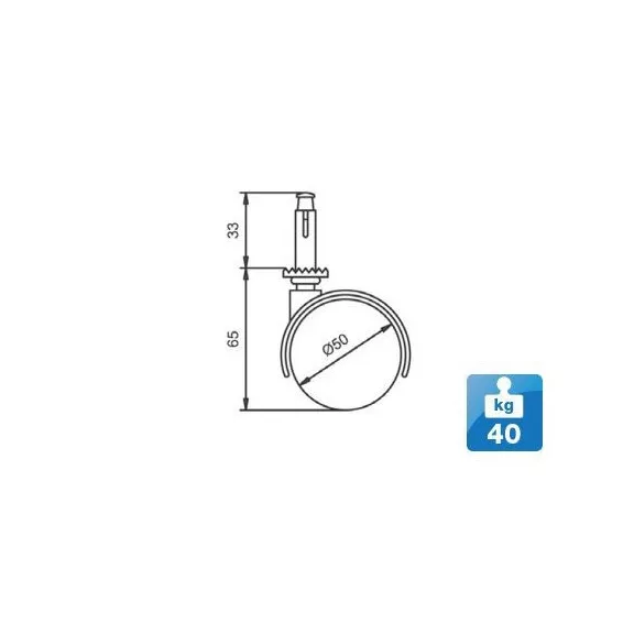 Görgő műanyag hüvelyes 50mm 95-es szárral