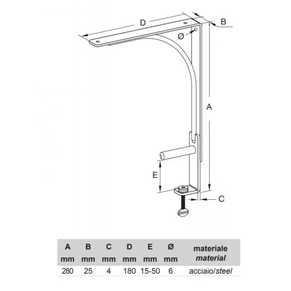 Polctartó konzol Top alu 180mm