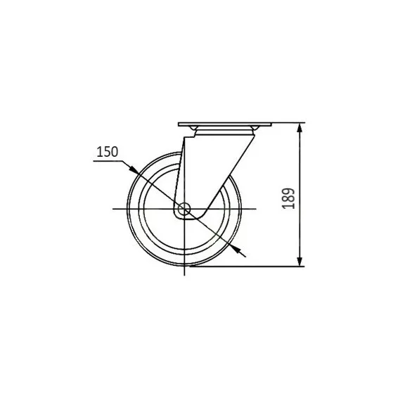 Görgő gumis talpas 150mm 150mm
