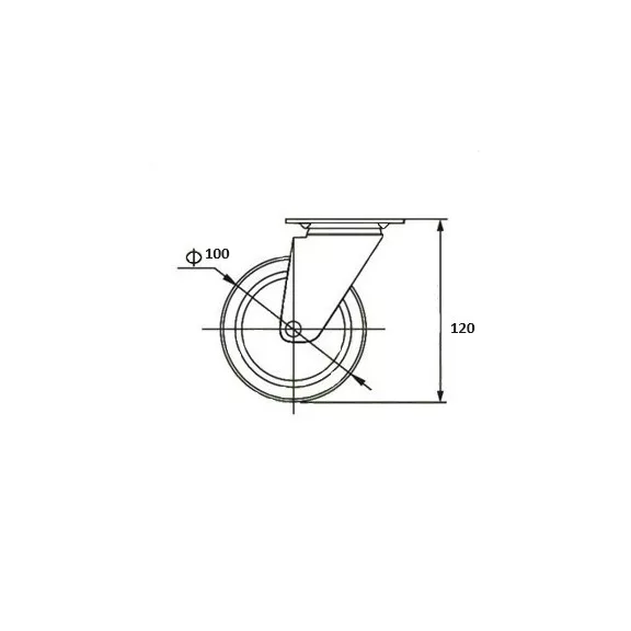 Gumis görgő szürke fék nélkül szürke 100mm