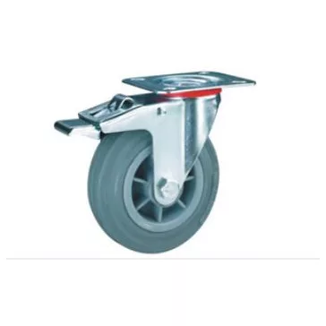 Gumis görgő szürke fékes szürke 125mm