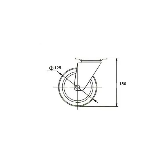 Gumis görgő szürke fékes szürke 125mm