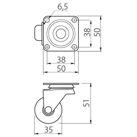 Gumis görgő talpas sima átlátszó 35mm