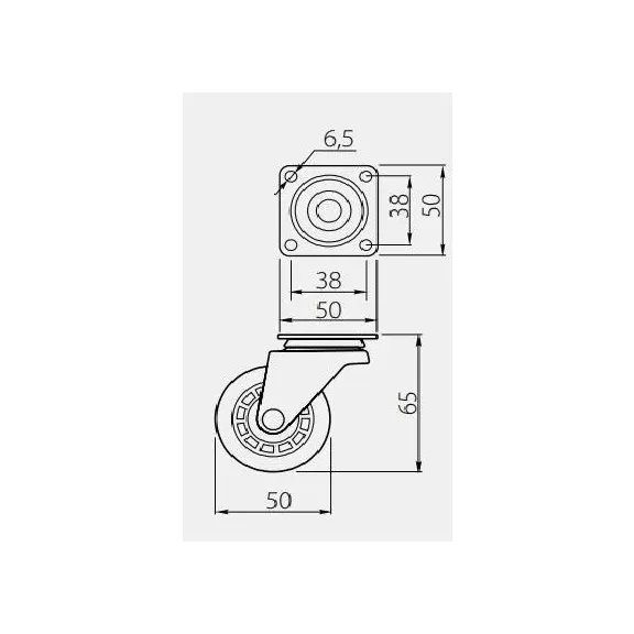 Gumis görgő talpas sima átlátszó 50mm