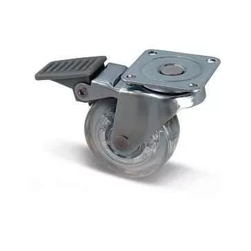 Gumis görgő talpas fékes átlátszó 50mm