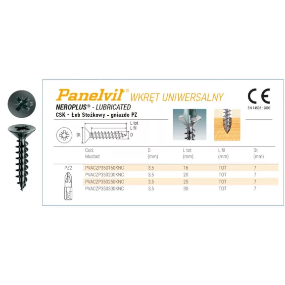Csavar Mustad fa-forg. PZ fekete 35X16mm
