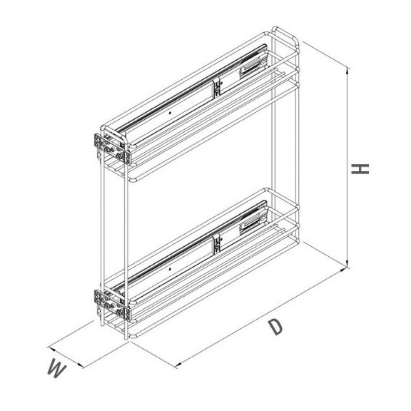 Konyhai kihúzható univerzális fékes kosár "R" króm 150mm