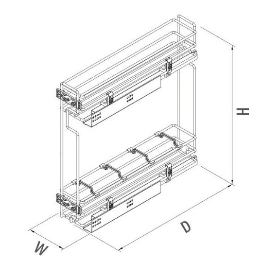 Konyhai kosár fékes teljes kihúzású "R" jobbos króm 150mm