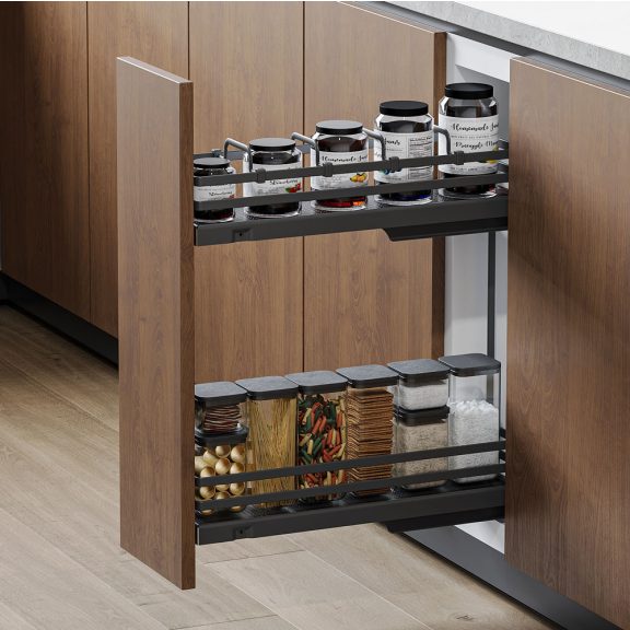 Konyhai kosár C teljes kihúzású fékes jobb antracit 150mm