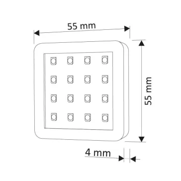LED lámpa D Light négyzet alu 55x55mm