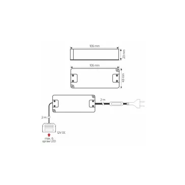 Transzformátor LED lámpához kapcsolós 12V fehér 12W