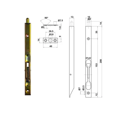 Tolózár Biztonsági 200mm ezüst szögletes Otlav