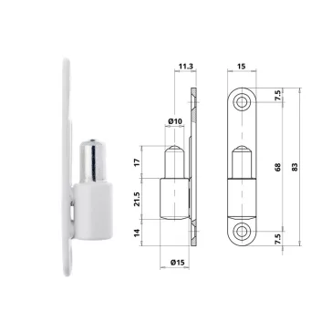 Otlav pánt Statikus M8 FIÚ  Fehér 015mm 1 csavaros