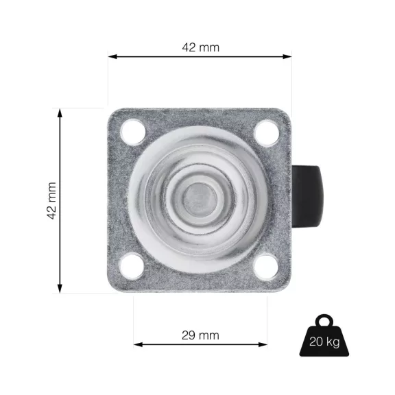 Készülékkerék puha padlóhoz átmérő 30 mm teherbírás 20 kg