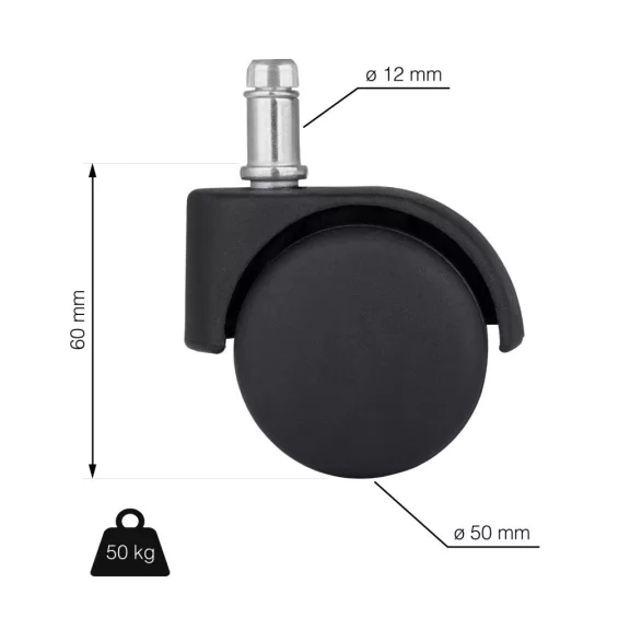 Székgörgő 50 mm átmérőjű STOP/GO puha padlóra