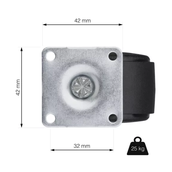 Bútorkerék talppal 40 mm átmérőjű teherbírás 25 kg