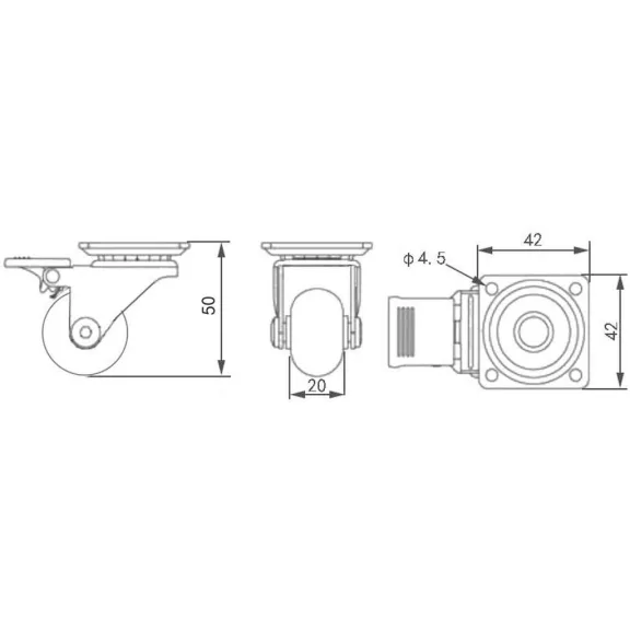 Forgószerkezet kereke fékkel átmérő 35 mm teherbírás 30 kg átlátszó