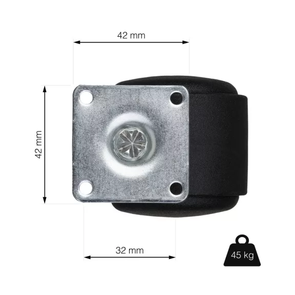 Bútorkerék talppal átmérő 50 mm teherbírás 45 kg