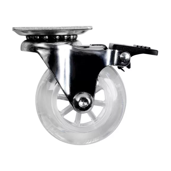 Forgószerkezet kereke fékkel átmérő 50 mm teherbírás 40 kg átlátszó