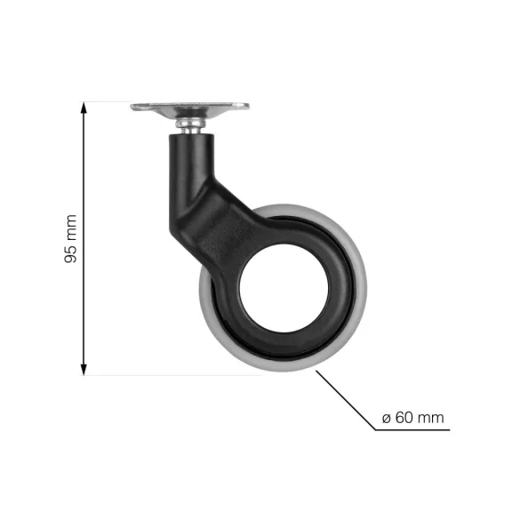 Bútorgörgő 60 mm átmérőjű forgó talppal teherbírás 30 kg