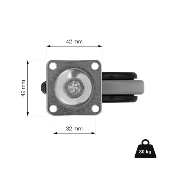 Design bútorkerék 60 mm átmérőjű forgó talppal fékkel teherbírás 30 kg