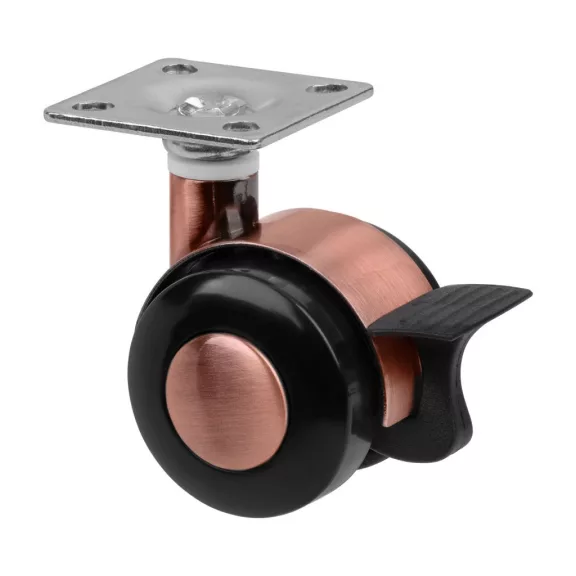 Design bútorkerék 40 mm átmérőjű forgó talppal fékkel teherbírás 40 kg