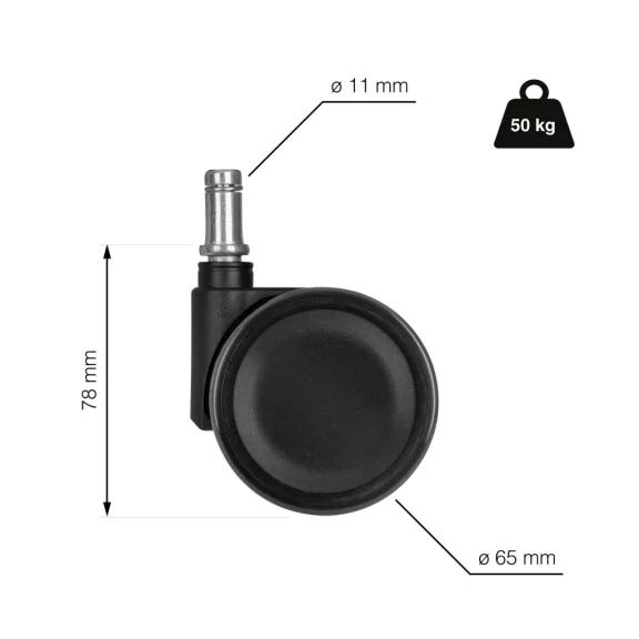 Dizájner bútorkerék csappal átmérő 65 mm teherbírás 50 kg