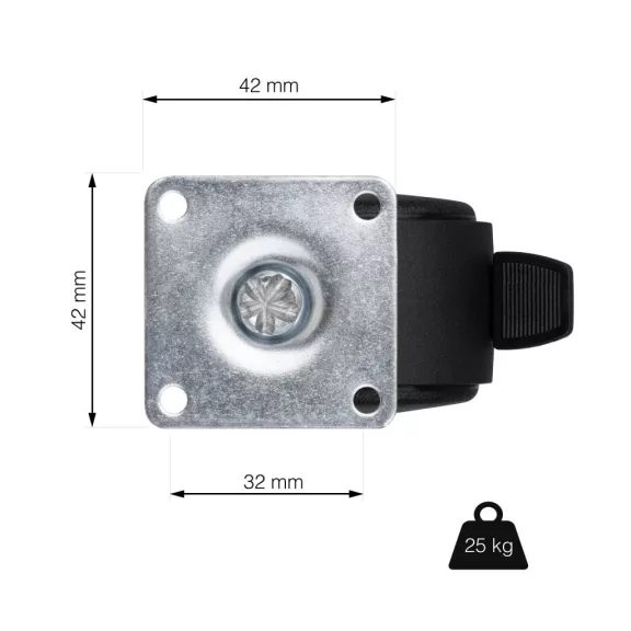 Bútorkerék fékkel átmérő 40 mm teherbírás 25 kg