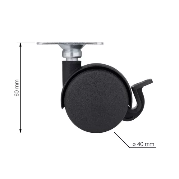 Bútorkerék fékkel átmérő 40 mm teherbírás 25 kg