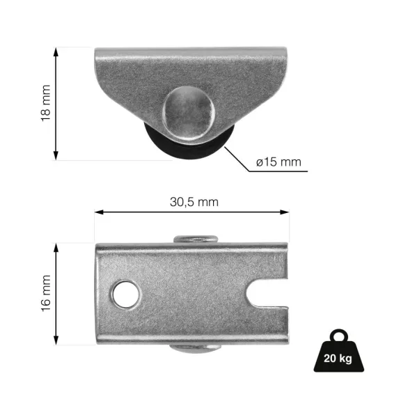 Szekrénygörgő puha padlóhoz átmérő 15 mm teherbírás 20 kg