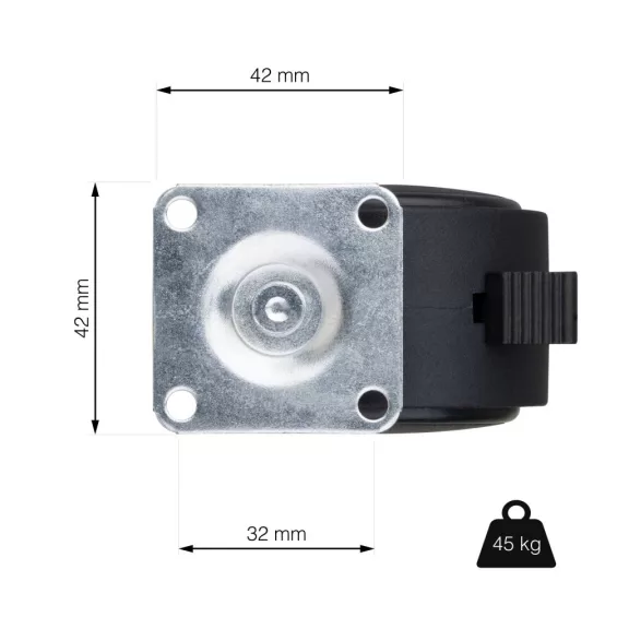 Bútorkerék fékkel átmérő 50 mm teherbírás 45 kg