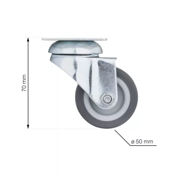 Fekete talpas forgógörgő kemény padlóra 50 mm átmérővel