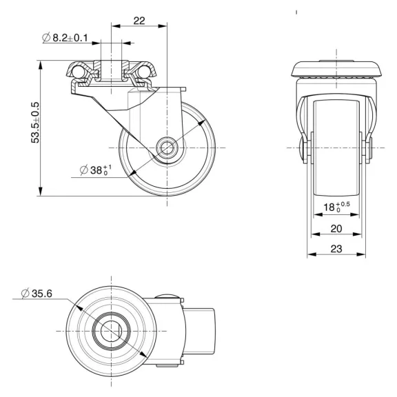 Szerszámkerék puha padlókhoz átmérő 38 mm