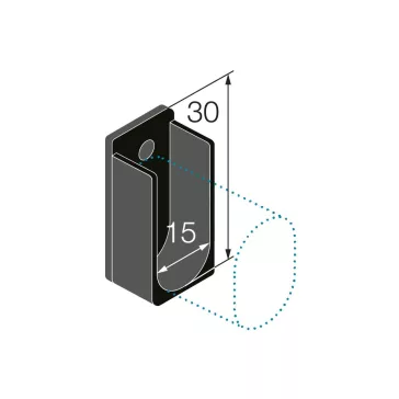   Ovális ruhaakasztó rúdtartó 30x15mm műanyag fekete 2 db.