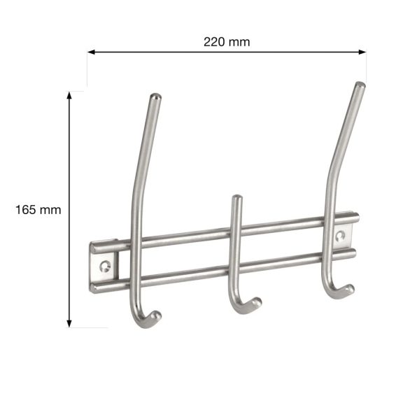Ruhatartó állvány 220x165 mm 3 akasztóval rozsdamentes acél