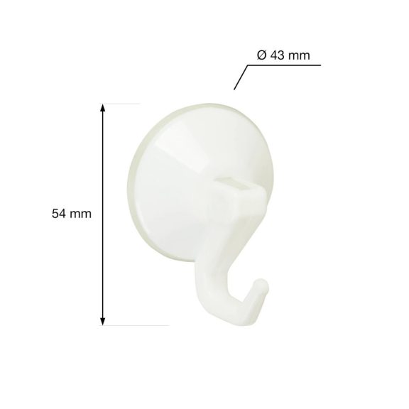 Tapadókorongos műanyag kampó 43 mm átmérőjű fehér