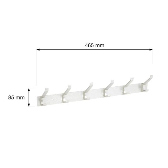 Ruhatartó fogas 6 akasztóval 465 mm alumínium szálcsiszolt szatén nikkel