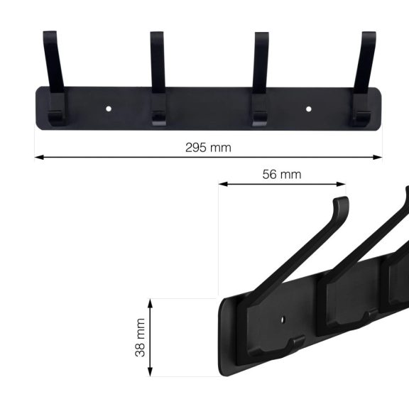 Ruhatartó 450x70 mm 4 akasztó fehér MDF+nikkel FSC