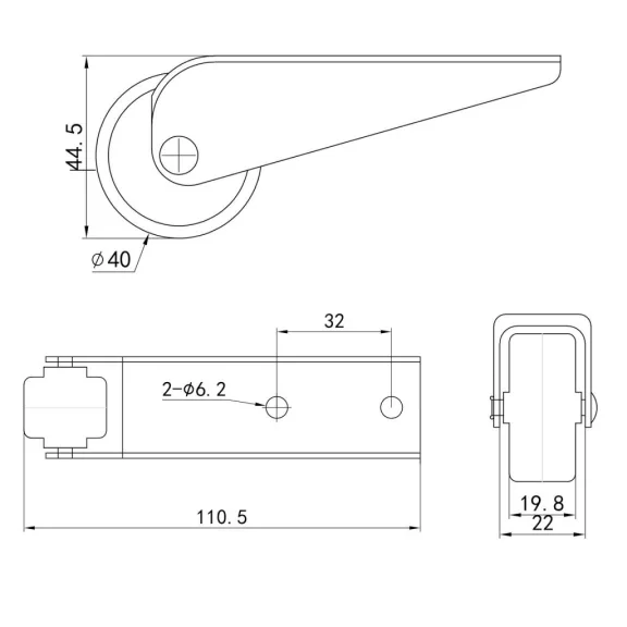 Készülékkerék puha padlóhoz átmérő 40 mm teherbírás 35 kg