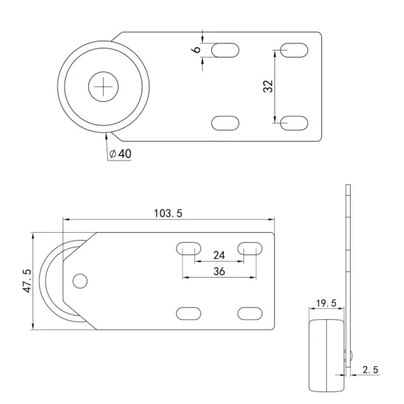 Szerszámkerék oldalsó fogantyúval puha padlóhoz átmérő 40 mm teherbírás 35 kg