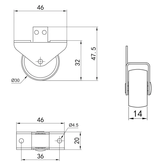 Szekrénygörgő puha padlóhoz átmérő 30 mm 40 kg