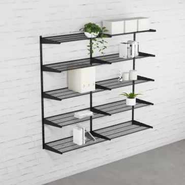 Falra szerelhető polcrendszer DOUBLE, 1500x1630 mm, fekete