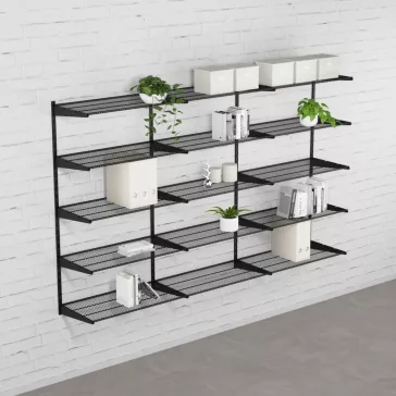 Falra szerelhető polcrendszer TRIPLE, 1500x2430 mm, fekete
