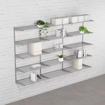 Falra szerelhető polcrendszer TRIPLE, 1500x2430 mm, ezüst
