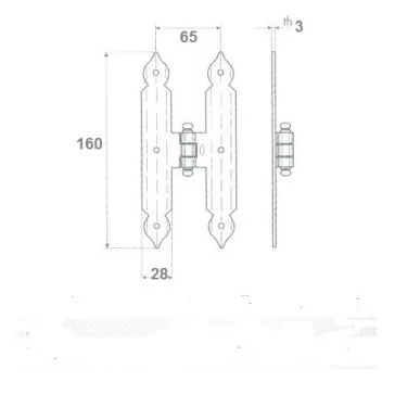   Zsalu Szárnypánt "H" Fix 16Cm Fekete Omad 1330/16
