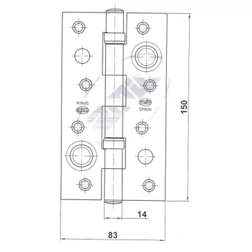 Ajtózsanér 150*82*3 Réz Csapágyas 5498 Amig 570