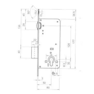 Cil.Bevéső Zártest 8Cm Görgős 50 Mm Titan 811