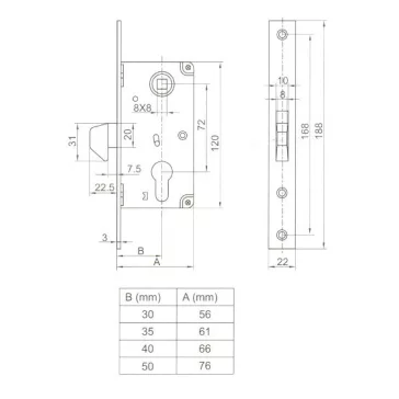 Tolóajtózár Cil. 30Mm Kampós 72Mm Váltós Anbo S001