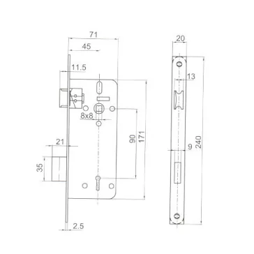 Bevésőzár Biz.7Cm-Es 2K.Azon./23R Kerek Anbo 410