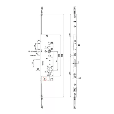   Középzár Multimodul Cilinder Működtetésű 55/92/16/8/400